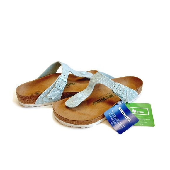 Birkenstock Gizeh Tex Rough Canvas Vegan Sandals Womens 6-6.5 EU 37 Surf Green - Picture 8 of 9